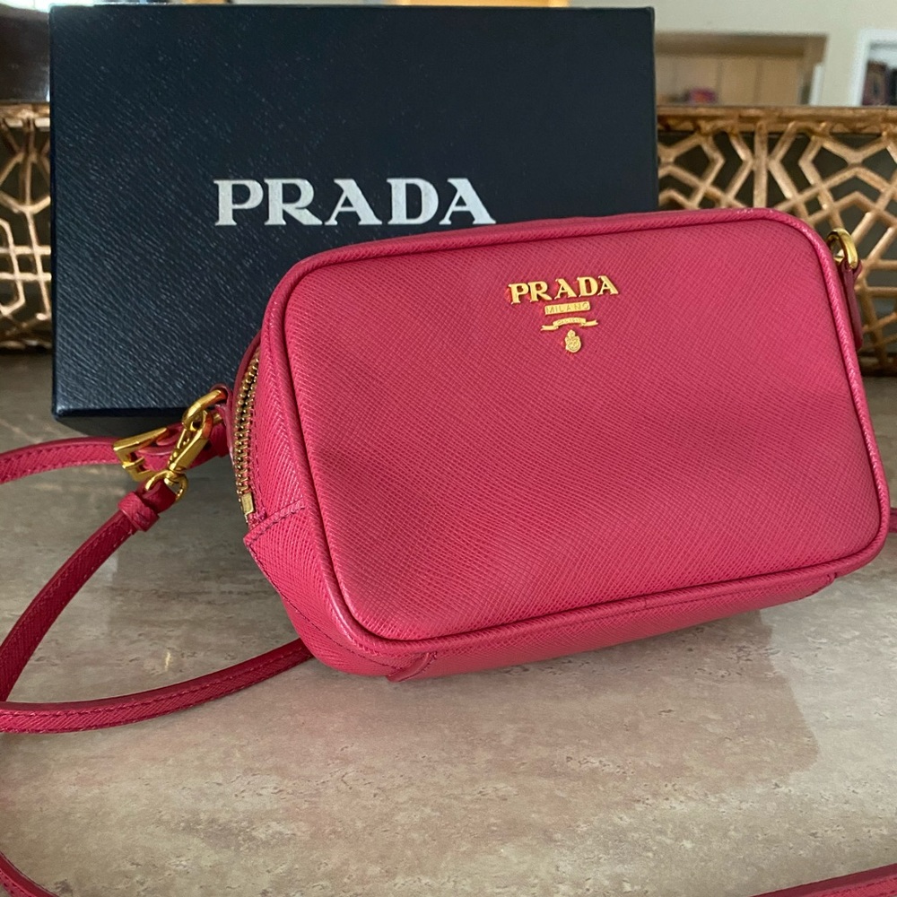 Prada Zip Crossbody Bag Saffiano Leather Mini